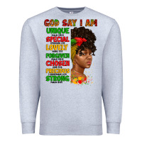 Heather Grey god say i am juneteenth afro girl Premium Sweatshirt - Artiststas