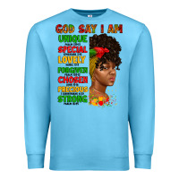 Ocean Blue god say i am juneteenth afro girl Premium Sweatshirt - Artiststas
