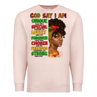 Pale Pink god say i am juneteenth afro girl Premium Sweatshirt - Artiststas