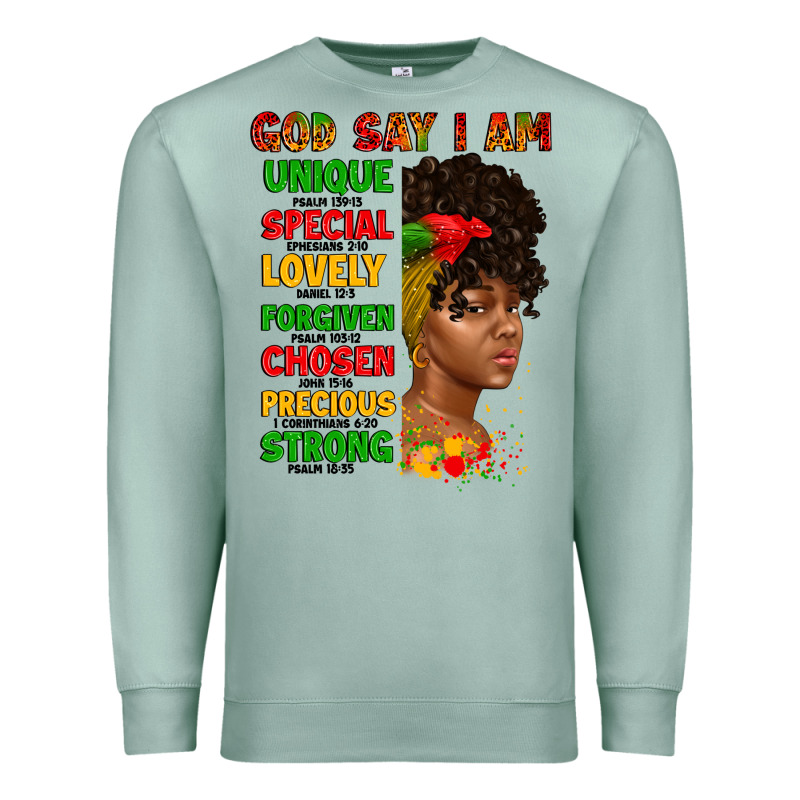 God Say I Am Juneteenth Afro Girl Premium Sweatshirt by Artiststas | Teevron