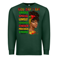 Sports Green god say i am juneteenth afro girl Premium Sweatshirt - Artiststas