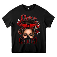 Black cheer mom messy bun Heavy Core Tee - texasbilliewilder