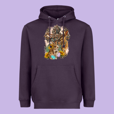 Western Rabbit With Crosses Heavyweight Hoodie Designed By Lillyallendesigns