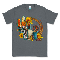 Charcoal Heather western cactus bullskull and boots with sunflowers and serape leopard Classic Tee - Artiststas