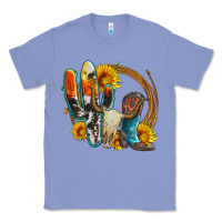 Colony Blue western cactus bullskull and boots with sunflowers and serape leopard Classic Tee - Artiststas