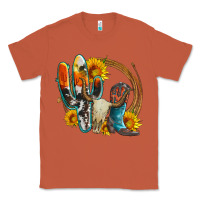 Copper western cactus bullskull and boots with sunflowers and serape leopard Classic Tee - Artiststas