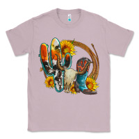 Lilac western cactus bullskull and boots with sunflowers and serape leopard Classic Tee - Artiststas