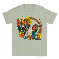 Matcha western cactus bullskull and boots with sunflowers and serape leopard Classic Tee - Artiststas