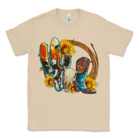 Mushroom western cactus bullskull and boots with sunflowers and serape leopard Classic Tee - Artiststas
