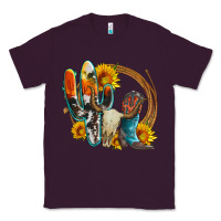 Plum western cactus bullskull and boots with sunflowers and serape leopard Classic Tee - Artiststas