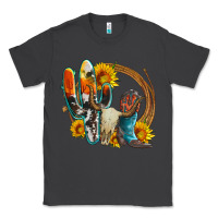Smoke western cactus bullskull and boots with sunflowers and serape leopard Classic Tee - Artiststas