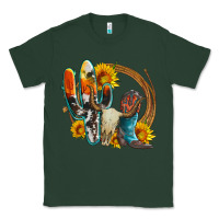 Sports Green western cactus bullskull and boots with sunflowers and serape leopard Classic Tee - Artiststas