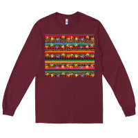Burgundy Christmas lights serape Long Sleeve Tee - BarkalooDesign