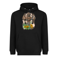 Black Western with Crosses Heavyweight Hoodie - LillyAllenDesigns