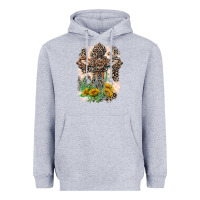Heather Grey Western with Crosses Heavyweight Hoodie - LillyAllenDesigns