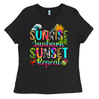 Black sunrise sunburn sunset repeat Ladies Tee - RanaPortraitStore