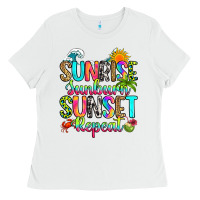 White sunrise sunburn sunset repeat Ladies Tee - RanaPortraitStore
