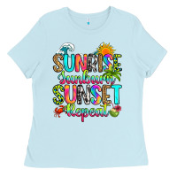 Baby Blue sunrise sunburn sunset repeat Ladies Tee - RanaPortraitStore