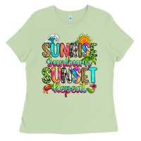 Matcha sunrise sunburn sunset repeat Ladies Tee - RanaPortraitStore