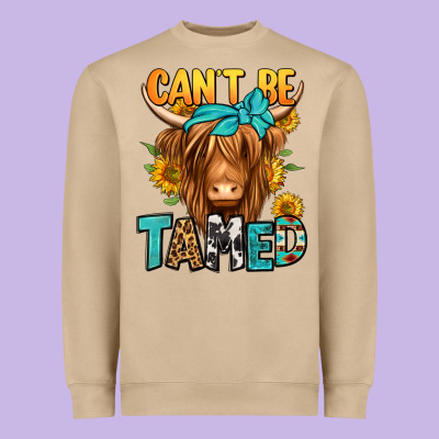Can't Be Tamed Longhaired Cow Heavyweight Sweatshirt Designed By Jasminsmagicworld