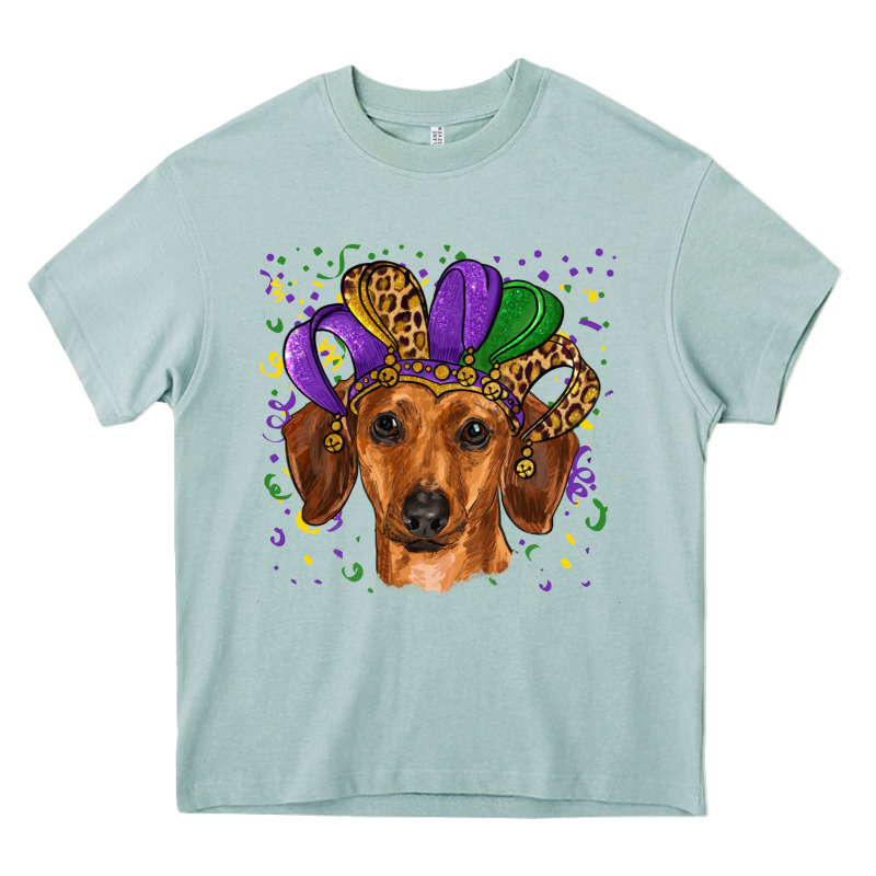 Mardi Gras Hat Dachshund Heavy Core Tee by RanaPortraitStore | Teevron