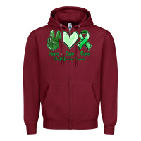 Burgundy Peace love cure Gallbladder Cancer Zipper Hoodie - NancyCooperArtShop