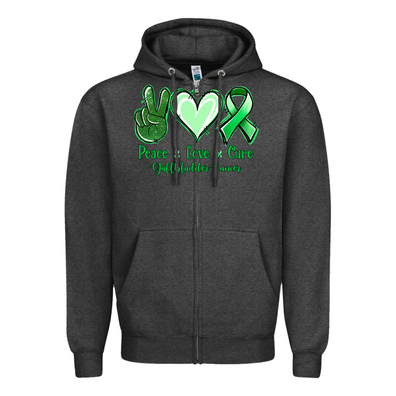 Peace Love Cure Gallbladder Cancer Zipper Hoodie by NancyCooperArtShop | Teevron