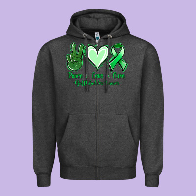 Peace Love Cure Gallbladder Cancer Zipper Hoodie Designed By Nancycooperartshop