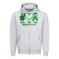Heather Grey Peace love cure Gallbladder Cancer Zipper Hoodie - NancyCooperArtShop