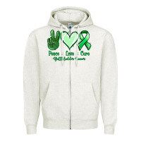 Oatmeal Heather Peace love cure Gallbladder Cancer Zipper Hoodie - NancyCooperArtShop
