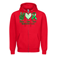 Red Peace love cure Gallbladder Cancer Zipper Hoodie - NancyCooperArtShop