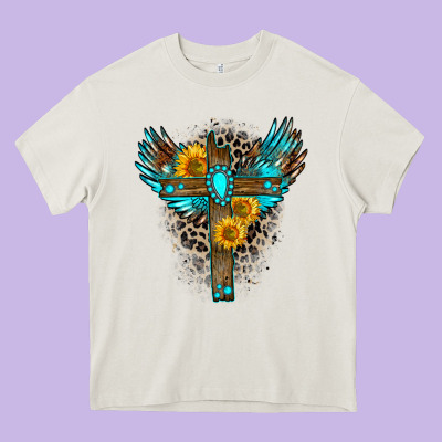 Gemstone Cross Heavy Core Tee Designed By Zillion Design Studio