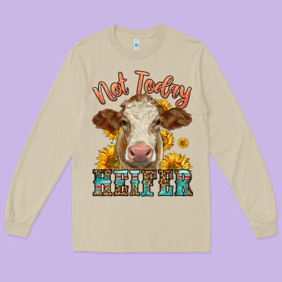 Heifer With Sunflowers Long Sleeve Tee Designed By Lillyallendesigns