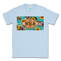 Dusty Blue western wild and sunflower leopard turquoise cowhide licanse plate Classic Tee - Artiststas
