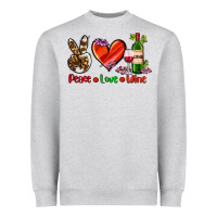 Heather Grey peace love wine Heavyweight Sweatshirt - AdoDesignShop
