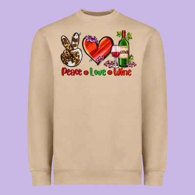 Peace Love Wine Heavyweight Sweatshirt Designed By Adodesignshop