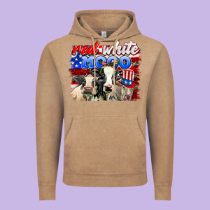 Red White Moo Vintage Hoodie Designed By Adodesignshop