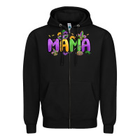 Black mardi gras mama Zipper Hoodie - MaliasSmallBusiness