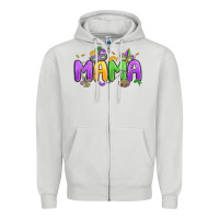 Dove Grey mardi gras mama Zipper Hoodie - MaliasSmallBusiness