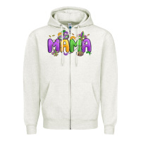 Oatmeal Heather mardi gras mama Zipper Hoodie - MaliasSmallBusiness