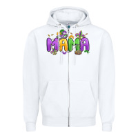 White mardi gras mama Zipper Hoodie - MaliasSmallBusiness