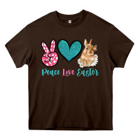 Chocolate Brown peace love easter with bunny and butterfly Heavy Core Tee - Artiststas