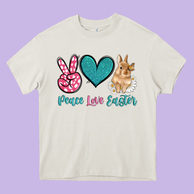 Peace Love Easter With Bunny And Butterfly Heavy Core Tee Designed By Artiststas