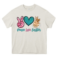 Cream peace love easter with bunny and butterfly Heavy Core Tee - Artiststas