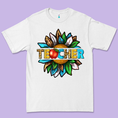 Premium Tee teacher sunflower tbw