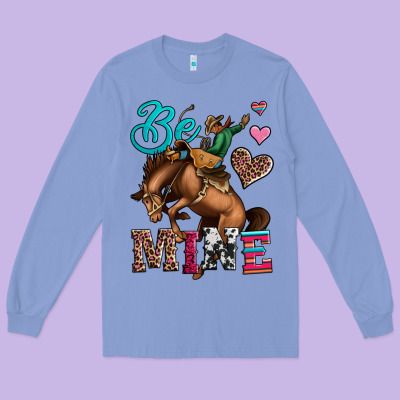 Be Mine Cowboy Rodeo Valentines Day Long Sleeve Tee Designed By Jasminsmagicworld