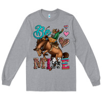 Heather Grey be mine cowboy rodeo valentines day Long Sleeve Tee - Jasminsmagicworld