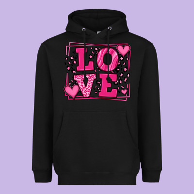 Love Leopard Frame Heavyweight Hoodie Designed By Lillyallendesigns