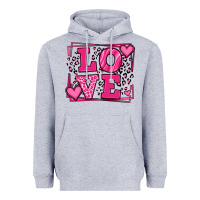 Heather Grey Love leopard frame Heavyweight Hoodie - LillyAllenDesigns