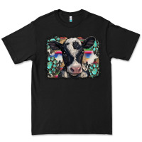 Black western background turquoises gemstones black and white baby cow Premium Tee - BarkalooDesign